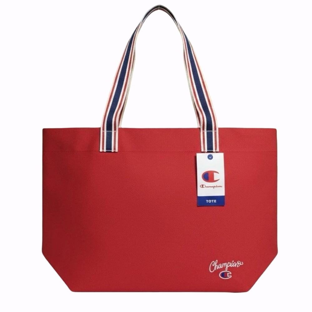 Champion Logo Tote Bag
Interior Zip Pocket Key Clip Dbl Handles
22"x15"x8"
NWT